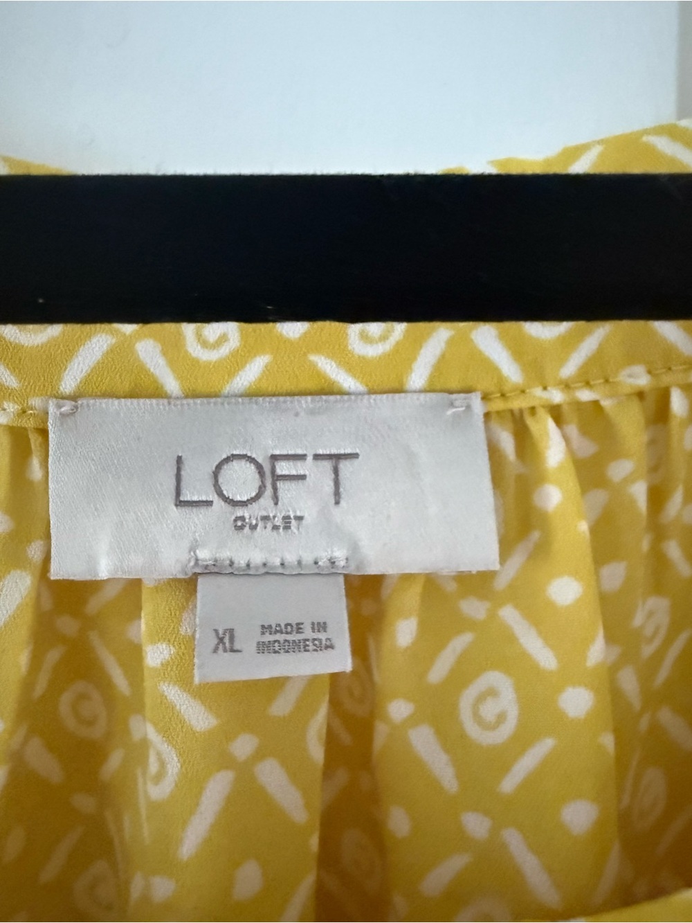 LOFT Yellow Geometric Ruffle-Sleeve Peasant Blouse - Picture 3 of 6